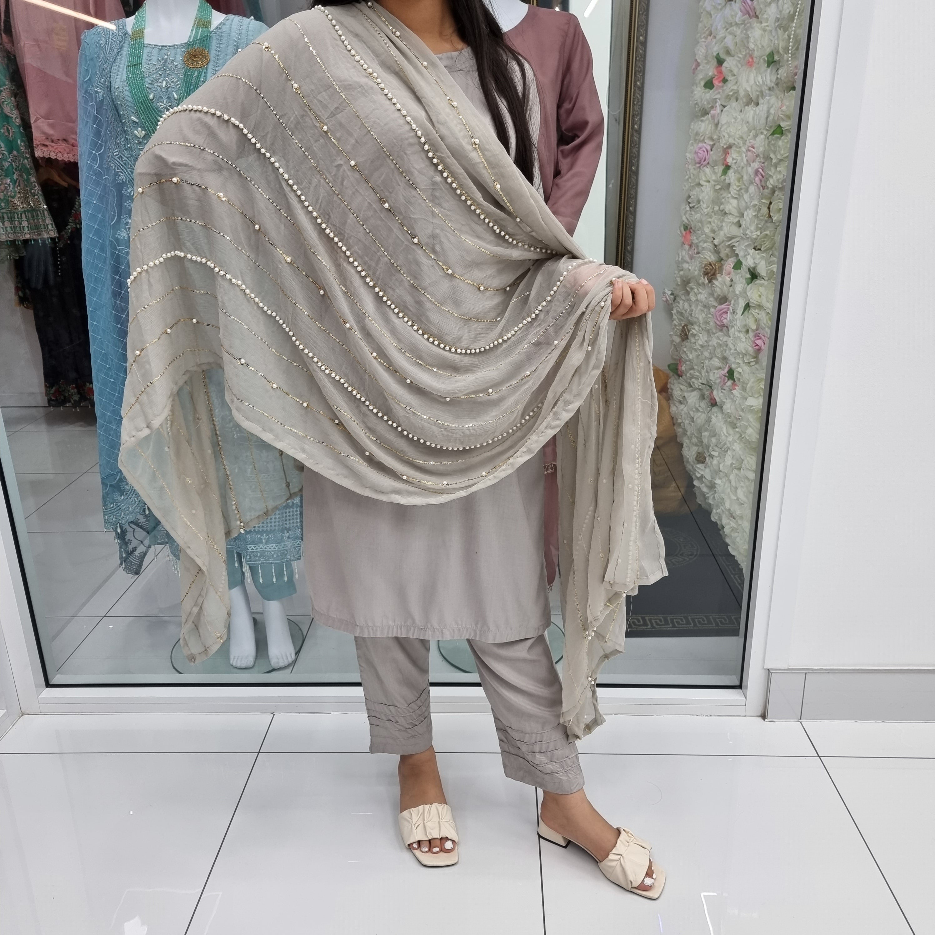 Sehriaraz Linen Pakistani Shalwar Kameez Salwar Suit Indian GRY