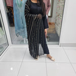 Load image into Gallery viewer, Sehriaraz Linen Pakistani Shalwar Kameez Salwar Suit Indian BLK
