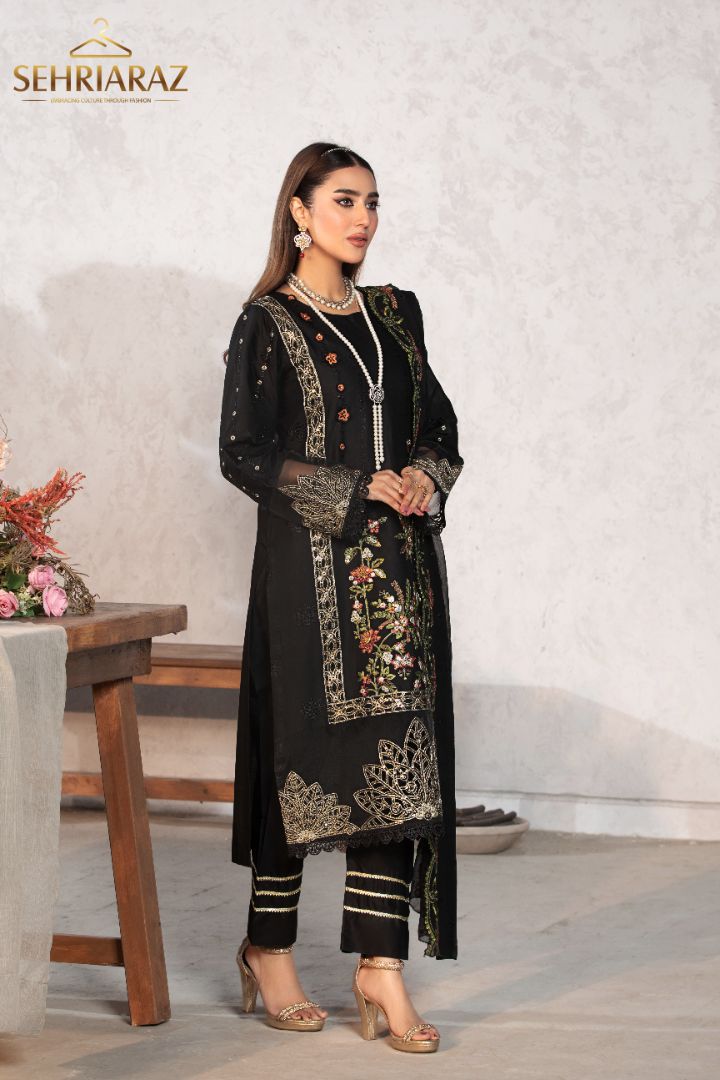 Sehriaraz Pakistani Shalwar Kameez Salwar Indian Dress Black 3D