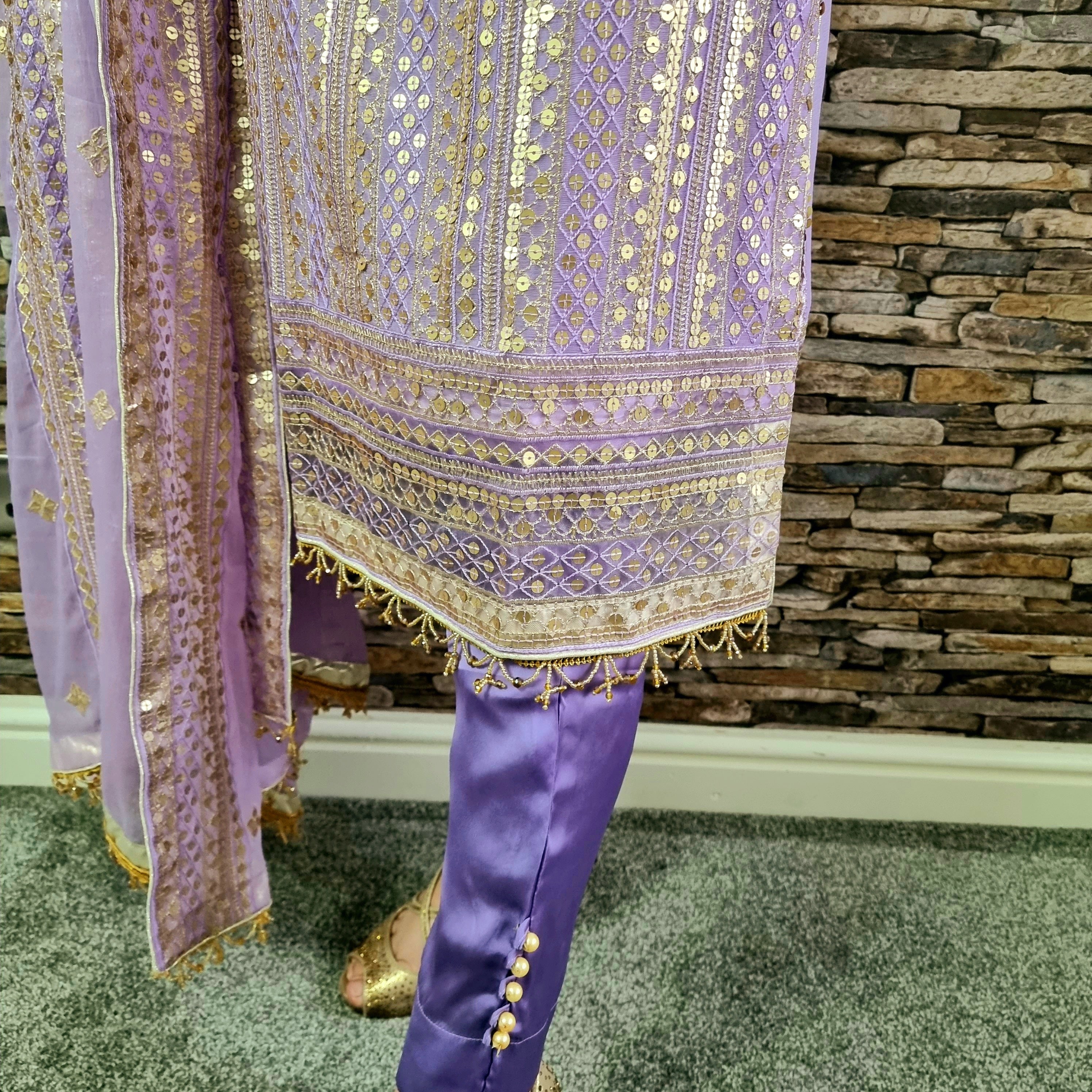 Sehriaraz Lilac sequenced Dress Designer Salwar Kameez Shalwar PKS-LILAC