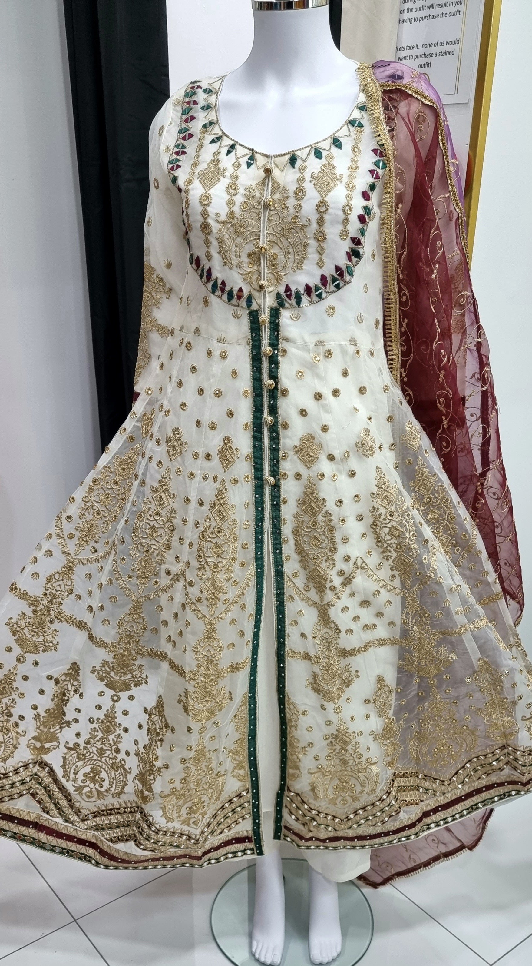Sehriaraz Luxury collection Dress Designer Salwar Kameez Shalwar Maxi WHT