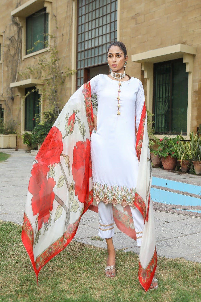Sehriaraz Silk Pakistani Shalwar Kameez Salwar Suit Indian WHT