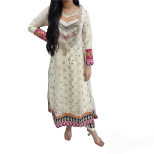 Pakistani Heavy Mirror Work Maxi Dress Embroidered Indian Outfit CRM