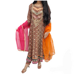 Load image into Gallery viewer, Pakistani Heavy Mirror Work Maxi Dress Embroidered Indian Outfit BUR
