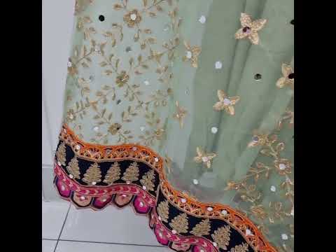 Pakistani Heavy Mirror Work Maxi Dress Embroidered Indian Outfit MNT