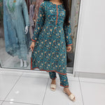 Load image into Gallery viewer, Luxury Pakistani 2 pce Linen Co-Ord Print Dress Ready to Wear Outfit (T)
