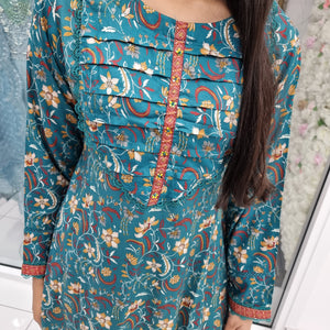 Luxury Pakistani 2 pce Linen Co-Ord Print Dress Ready to Wear Outfit (T)