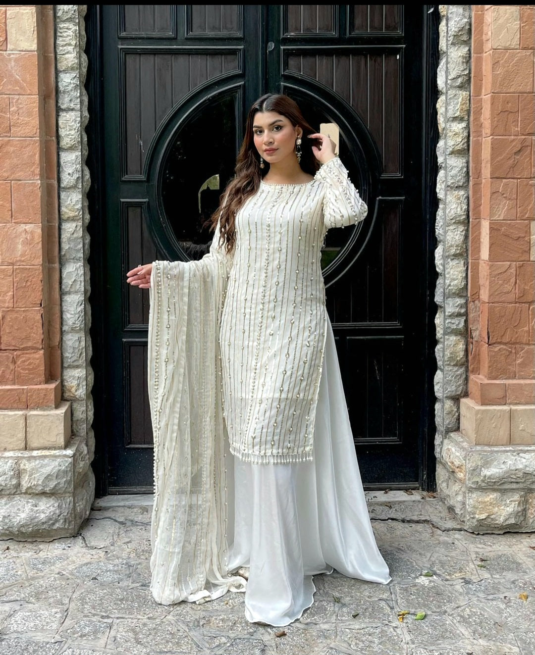 SEHRIARAZ ~ZIMBAL~ SALWAR KAMEEZ PLAZZO WHT