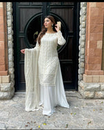 Load image into Gallery viewer, SEHRIARAZ ~ZIMBAL~ SALWAR KAMEEZ PLAZZO WHT

