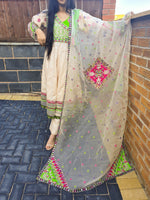 Load image into Gallery viewer, Pakistani Original Branded Afghan Style Mirror Work Anarkali Dress Embroidered Outfit BY-CRM
