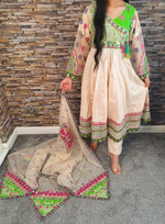 Load image into Gallery viewer, Pakistani Original Branded Afghan Style Mirror Work Anarkali Dress Embroidered Outfit BY-CRM
