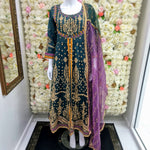 Load image into Gallery viewer, Sehriaraz Luxury collection Dress Designer Salwar Kameez Shalwar Maxi TEAL
