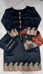 Load image into Gallery viewer, Sehriaraz Silk Pakistani Shalwar Kameez Salwar Suit Indian BLK
