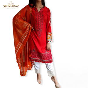 SEHRIARAZ Pakistani Salwar Kameez Ladies Ready Made Asian Indian Shalwar outfit RED