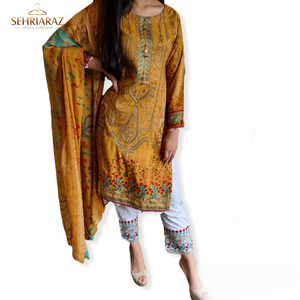 SEHRIARAZ Pakistani Salwar Kameez Ladies Ready Made Asian Indian Shalwar outfit ORG