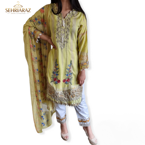 SEHRIARAZ Pakistani Salwar Kameez Ladies Ready Made Asian Indian Shalwar outfit YLW