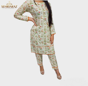 SEHRIARAZ 2 Pce Printed Co Ord Set Cotton Salwar Kameez