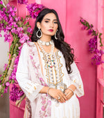 Load image into Gallery viewer, Sehriaraz Schiffli ChikanKari Pakistani Shalwar Kameez Salwar Suit Indian WHT
